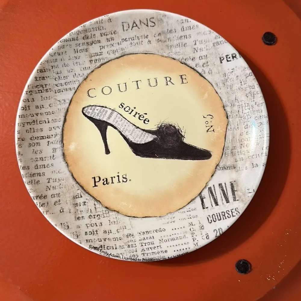 Precioso Set of 4 Paris No 5 Soirée Couture Mini Petite Dessert Stiletto Plates